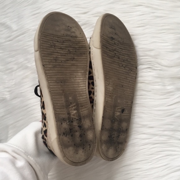 Zara Leopard Print Calf Hair Lace Up Sneakers 38 - Picture 10 of 11